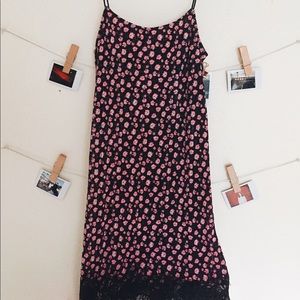 Topshop Foral Slip Dress with Lace Lining